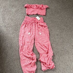 Pink Ruffle Off-Shoulder Set